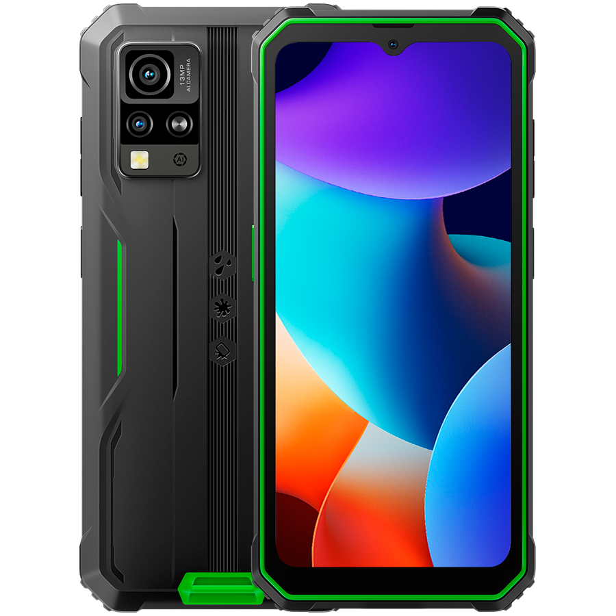 Telefon mobil Blackview BV4800 Pro, 4G, 12GB Ram(4GB + 8GB extensibili), 128GB Rom, 6.56” HD+, Android 14, 5180mAh, Rezistent la praf/anti-picatura/impermeabil, Deblocare amprenta/Fata ID/NFC, Verde