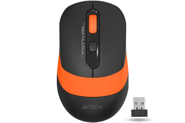 Mouse A4Tech, Gaming, Wireless, 2.4Ghz, Optic, 2000 Dpi, Butoane/Scroll 4/1, Buton Selectare Viteza, Negru / Portocaliu, „Fg10 Orange”