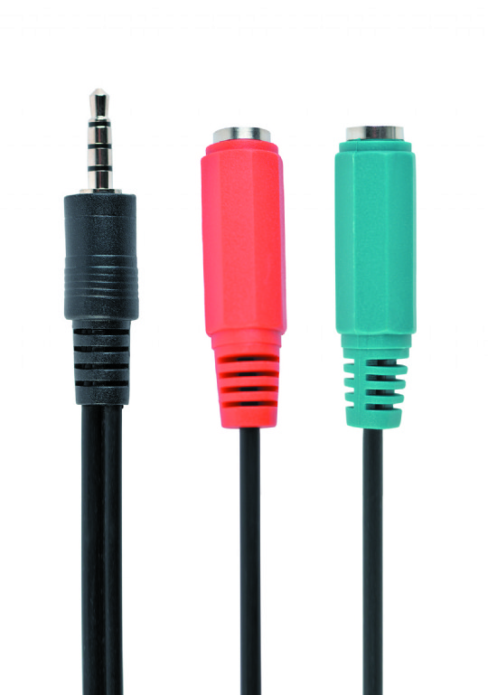Cablu audio Gembird 1 x 3.5 mm jack T la 2 x 3.5 mm jack M), stereo, 20cm, Negru, CCA-417