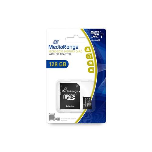 Memorie MicroSDXC, MEDIARANGE, 128GB, Clasa 10, 80MB/s – 20MB/s, Negru
