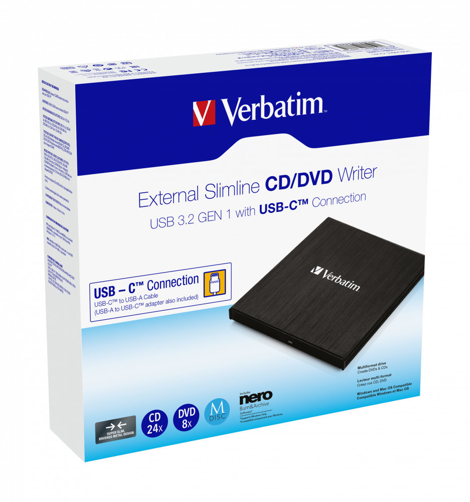 DVD-RW extern Verbatim Slimline, USB 3.2 Gen 1/ USB-C, Negru 4 DVD-RW extern Verbatim Slimline, USB 3.2 Gen 1/ USB-C, Negru - imagine 4