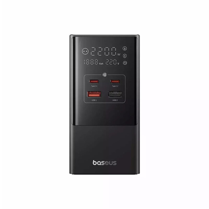 Incarcator de retea Baseus PowerCombo, cu prelungitor, 35W, 3x AC, 2x USB-C, 2x USB-A, 1.5m, Negru