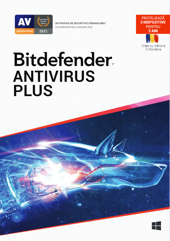 Bitdefender Antivirus Plus, 2 ani, 3 dispozitive, licenta retail