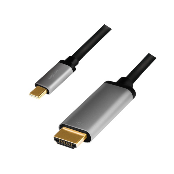 Cablu HDMI, LogiLink, USB-C, 1,8 m, Negru/Argintiu 2 Cablu HDMI, LogiLink, USB-C, 1,8 m, Negru/Argintiu - imagine 2