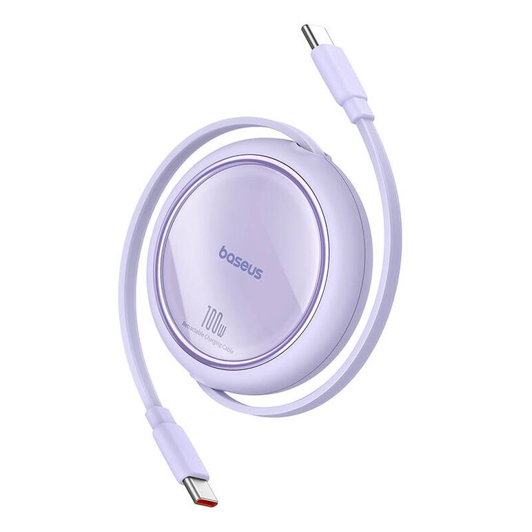 Cablu Baseus Free2Draw Mini, Retractabil, USB-C la USB-C, 100W, 1m, Violet
