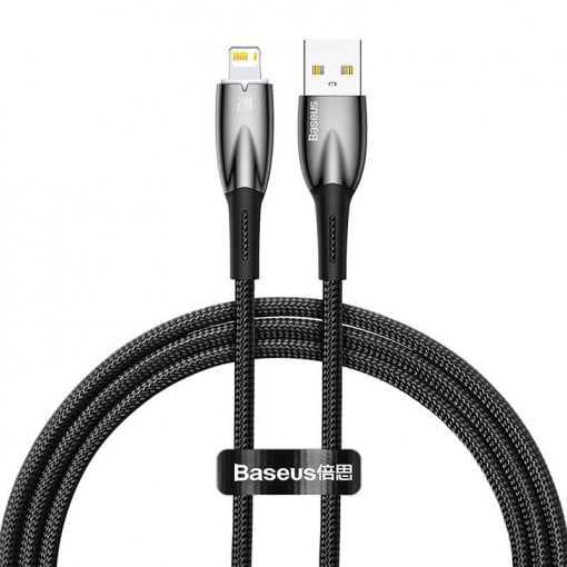 Cablu de incarcare Baseus Glimmer USB – Lightning, 2.4A, 1m, Negru