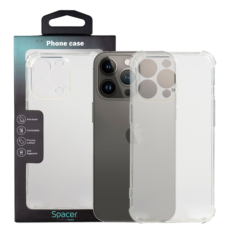 Husa de protectie Spacer pentru Iphone 13 Pro, material flexibil TPU, Transparenta