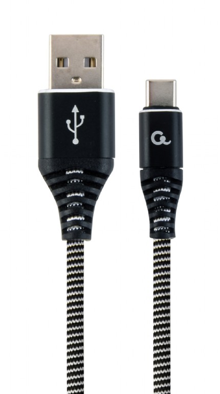 Cablu alimentare si date Gembird, USB 2.0 (T) la USB 2.0 Type-C (T), 2m, Negru / Alb, CC-USB2B-AMCM-2M-BW