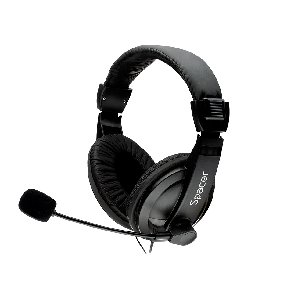 Casca cu microfon Spacer SPK-222, Stereo, 3.5 mm, Negru