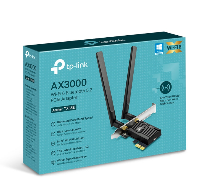 Placa de retea TP-Link Archer TX55E, AX3000, Dual-Band, Wi-Fi 6, Bluetooth 5.2 2 Placa de retea TP-Link Archer TX55E, AX3000, Dual-Band, Wi-Fi 6, Bluetooth 5.2 - imagine 2