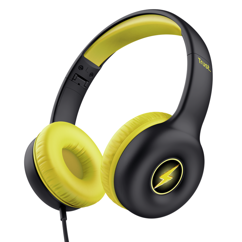 Casti Trust Nouna Kids, Jack 3.5mm, Stereo 2.0 Negru/Galben