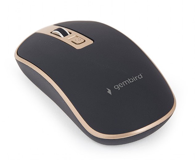 Mouse, wireless Gembird, 1600 dpi, Negru / Auriu, MUSW-4B-06-BG