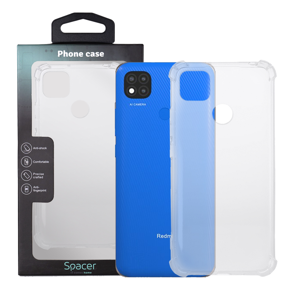 Husa de protectie Spacer pentru Xiaomi Redmi 9C, material flexibil TPU, Transparenta