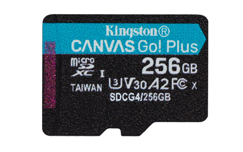 Card de memorie Kingston, Canvas Go! Plus, 256GB, UHS-I, negru, turcoaz