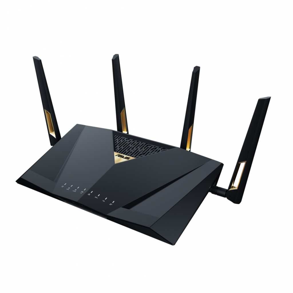 Router Gaming Wireless ASUS RT-BE88U, BE7200, Wi-Fi 7, Dual-Band, Quad-Core 2.6GHz CPU, 256MB/2GB Flash/RAM, 4K-QAM, MLO, 10G dual-port, SFP+, 2.5G quad-port, AiProtection Pro, Adaptive QoS, VPN Fusion, Instant Guard, IPTV, OFDMA, MU-MIMO, AiMesh