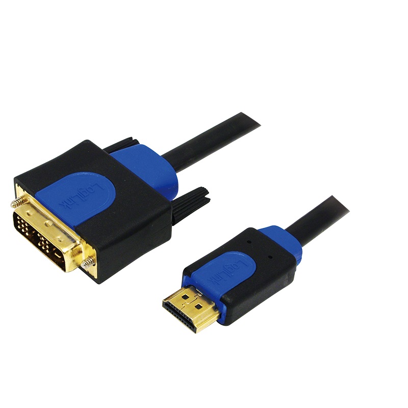 CABLU video LOGILINK, adaptor HDMI (T) la DVI-D SL (T), 10m, conectori auriti, Full HD+ (1920 x 1200) la 60 Hz, negru, „