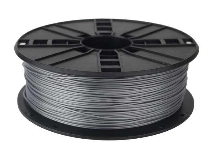 Filament Gembird pentru imprimanta 3D, PLA, 1.75mm diamentru, 1Kg / bobina, aprox. 330m, topire 190-220 grC, Argintiu, 3DP-PLA1.75-01-S