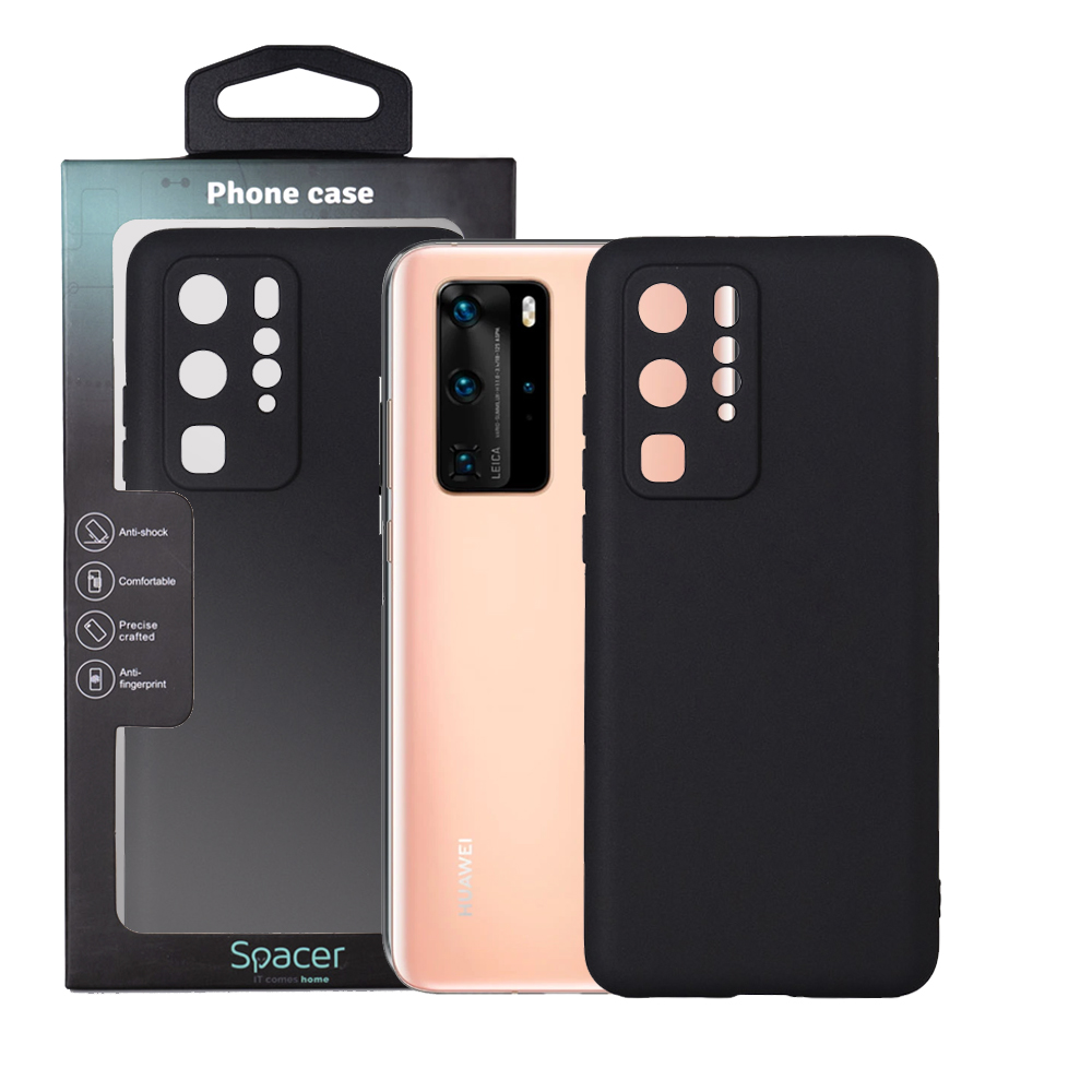 Husa de protectie Spacer pentru Huawei P 40 Pro, material flexibil TPU, Negru