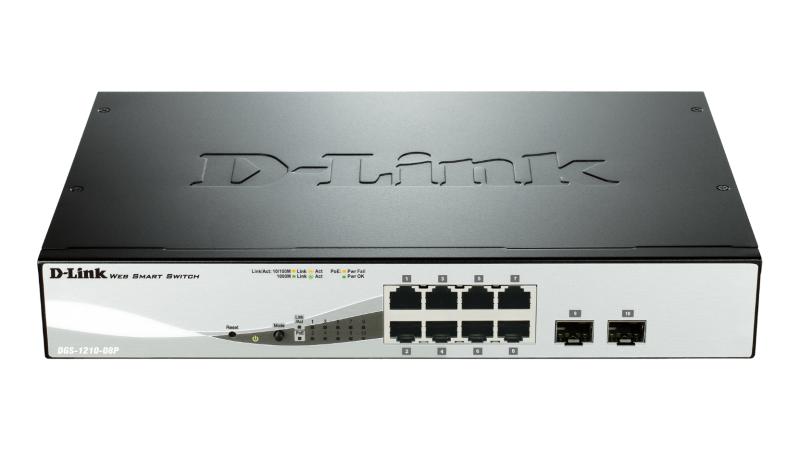 Switch D-Link DGS-1210-08P, 6 x 10/100/1000, 2 Combo