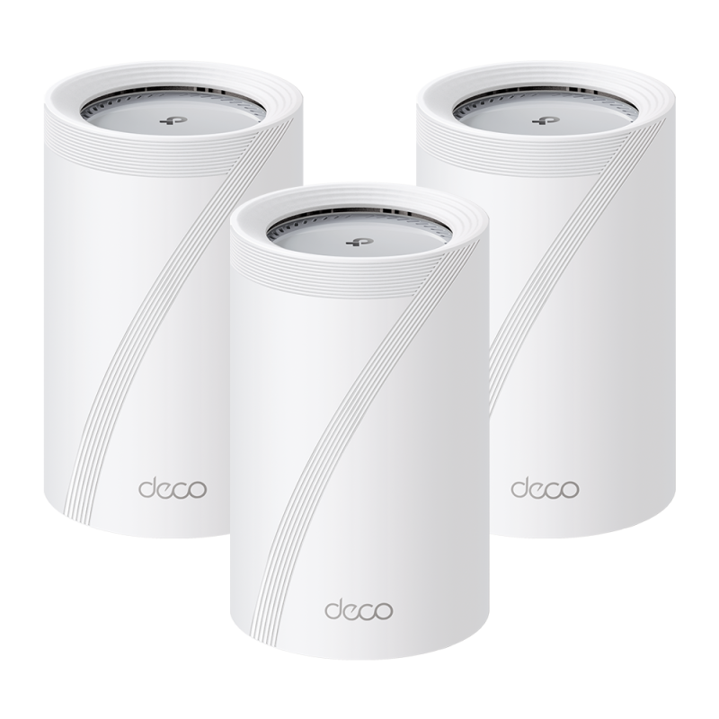 Sistem Mesh Wi-Fi TP-Link Deco BE65 Pro(3-pack), BE93000, Tri-Band, Wi-Fi 7, MLO, HomeShield, 2 porturi 5Gbps si 1 port 2.5Gbps, cu acoperire pentru intreaga casa