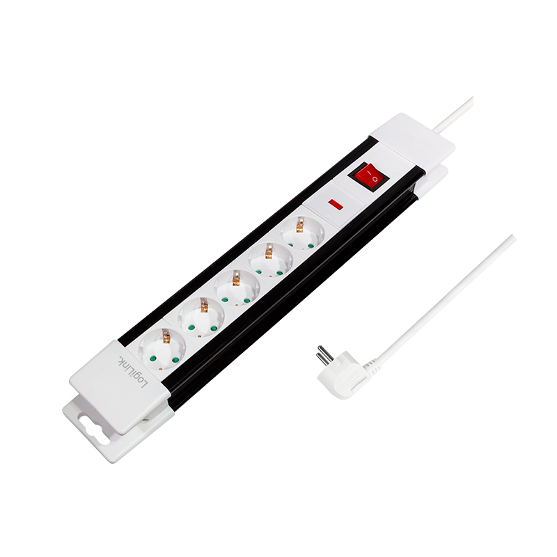 Prelungitor cu 5 prize, LogiLink, 3m, Alb