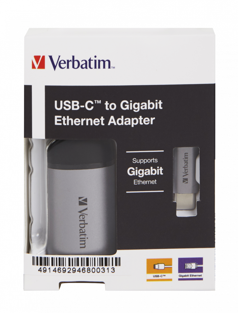 Adaptor Verbatim USB-C - RJ-45 10 cm 3 Adaptor Verbatim USB-C - RJ-45 10 cm - imagine 3