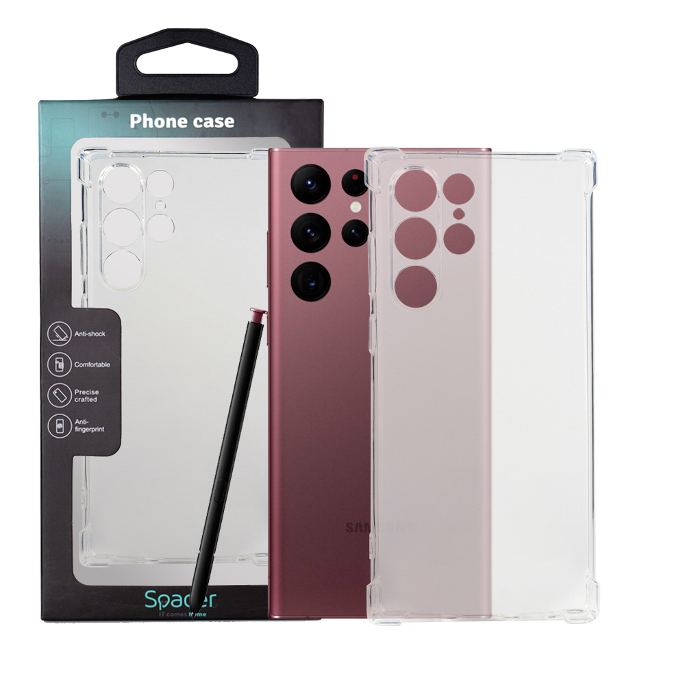 Husa de protectie Spacer pentru Samsung Galaxy S22 Ultra, material flexibil TPU, Transparenta