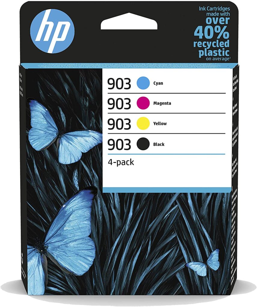 Pachet cu 4 cartuse de cerneala originale HP 903 negru/cyan/magenta/galben (6ZC73AE), eligibil Instant Ink