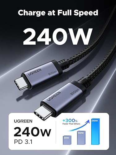 CABLU alimentare si date Ugreen, "L706", USB4 / Thunderbold Fast Charging Data Cable pt. smartphone, USB Type-C la USB Type-C 240W / 5A, braided, 1m, negru "65383" (timbru verde 0.08 lei) 4 CABLU alimentare si date Ugreen, "L706", USB4 / Thunderbold Fast Charging Data Cable pt. smartphone, USB Type-C la USB Type-C 240W / 5A, braided, 1m, negru "65383" (timbru verde 0.08 lei) - imagine 4