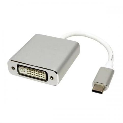 CABLU video SPACER, adaptor USB Type-C (T) la DVI-I DL (M), 15cm, rezolutie maxima 4K UHD (3840 x 2160) la 30 Hz, silver, „SP-CM-DVIF-01” (timbru verde 0.18 lei)