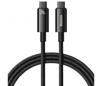 Cablu Baseus Tungsten Gold, USB-C la USB-C, 240W, Fast Charging, 3m, Negru
