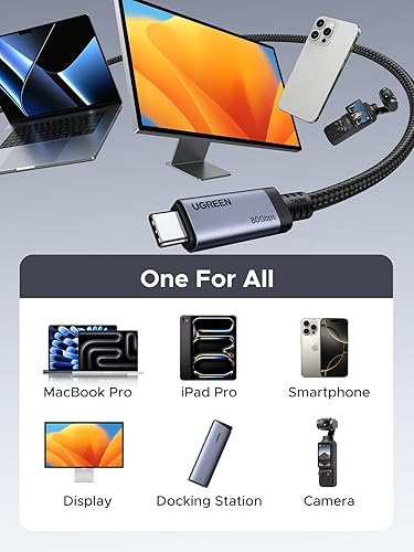 CABLU alimentare si date Ugreen, "L706", USB4 / Thunderbold Fast Charging Data Cable pt. smartphone, USB Type-C la USB Type-C 240W / 5A, braided, 1m, negru "65383" (timbru verde 0.08 lei) 2 CABLU alimentare si date Ugreen, "L706", USB4 / Thunderbold Fast Charging Data Cable pt. smartphone, USB Type-C la USB Type-C 240W / 5A, braided, 1m, negru "65383" (timbru verde 0.08 lei) - imagine 2