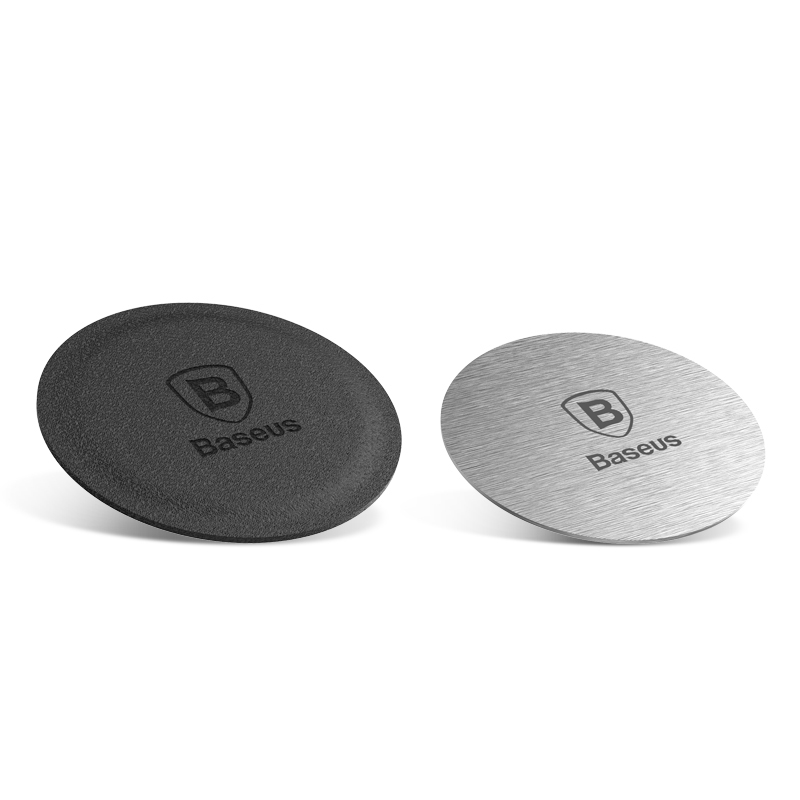 Placa din metal, Baseus, pentru suport magnetic, set 2 bucati, Negru/Argintiu