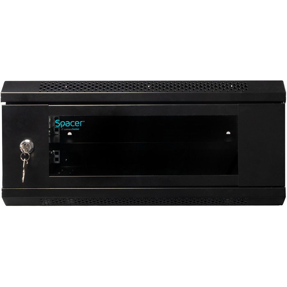 CABINET 19″ SPACER 4U 500x450mm, fixare pe perete, Flatpack (dezasamblat), Black, usa sticla cu bl 2 CABINET 19″ SPACER 4U 500x450mm, fixare pe perete, Flatpack (dezasamblat), Black, usa sticla cu bl - imagine 2
