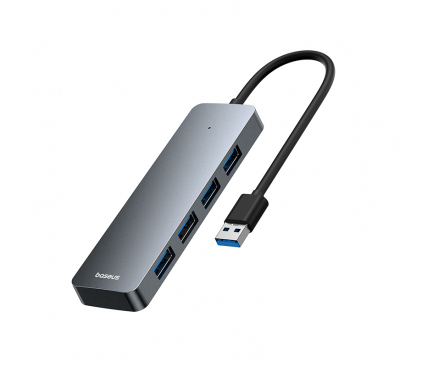 HUB USB Baseus UltraJoy 4 in 1, input USB 3.0, output 4 x USB 3.0, lungime cablu 150 cm, gri