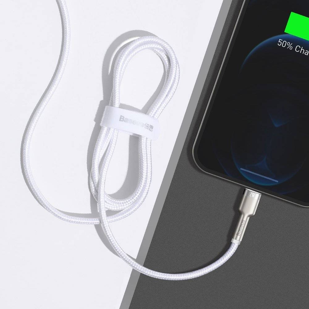Cablu alimentare si date Baseus, Cafule Metal, Fast Charging, USB la tip Lightning 2.4A braided, 1 m, Alb 3 Cablu alimentare si date Baseus, Cafule Metal, Fast Charging, USB la tip Lightning 2.4A braided, 1 m, Alb - imagine 3