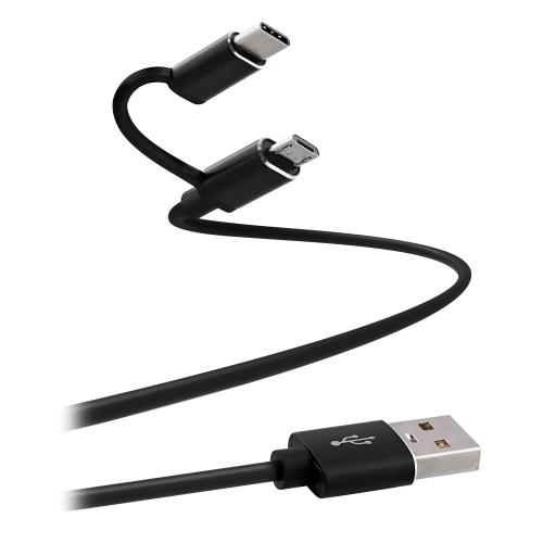 Cablu TnB Incarcare-Sincronizare-Suport Metal Micro USB – USB C / USB 1m Negru