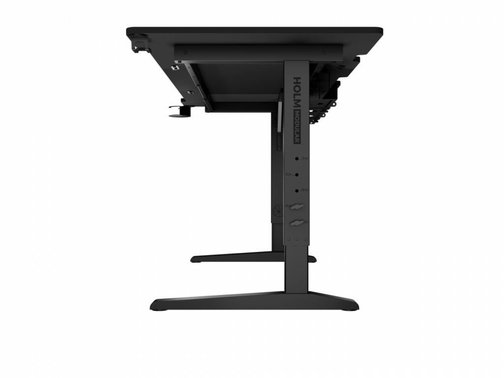 Birou gaming Genesis Holm Modular 160, material metal MDF, reglabil pe inaltime 70 – 90 cm, iluminare RGB, management cabluri, Negru