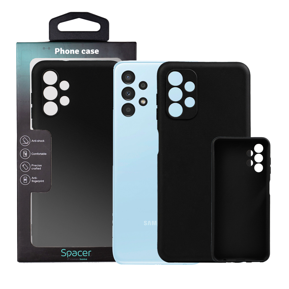Husa de protectie Spacer pentru Samsung Galaxy A13, material flexibil TPU, Negru
