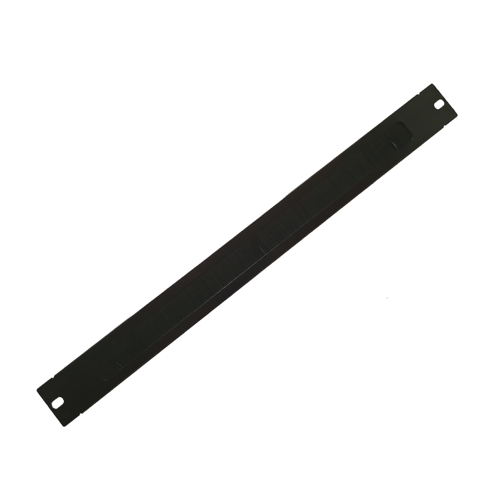 Panou gestionare cabluri SPACER, tip masca orizontala cu perii, 19 inch, 1U, 0.8mm, negru