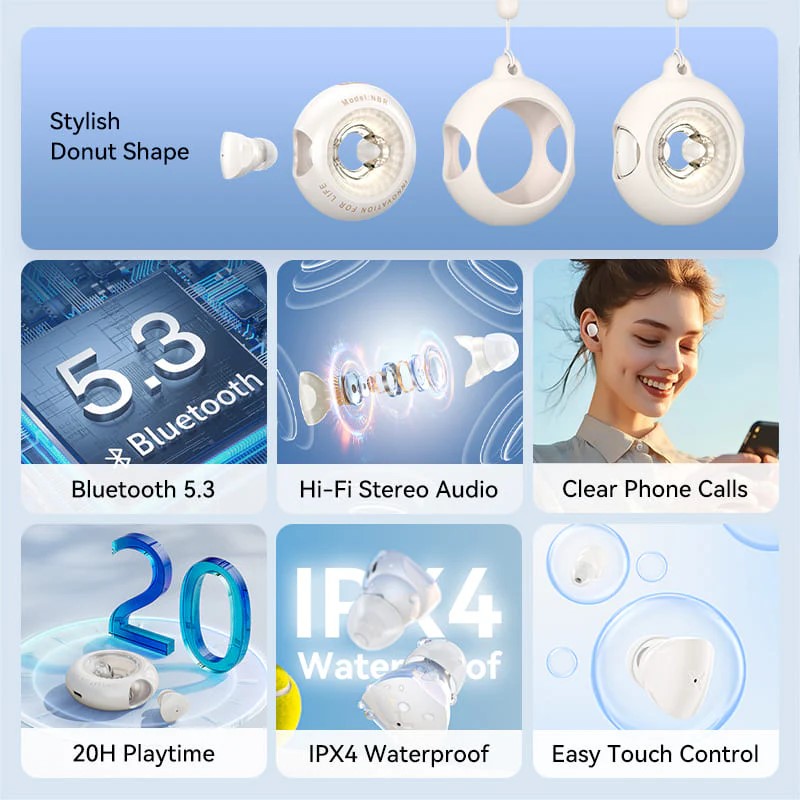 TWS Vention NBRN0 Earbuds T17 Casti fara fir (bej) 2 TWS Vention NBRN0 Earbuds T17 Casti fara fir (bej) - imagine 2