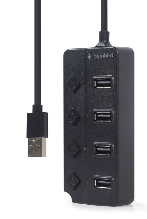 Hub Gembird USB 2.0 4 PORTURI CU COMUTATORI NEGRU