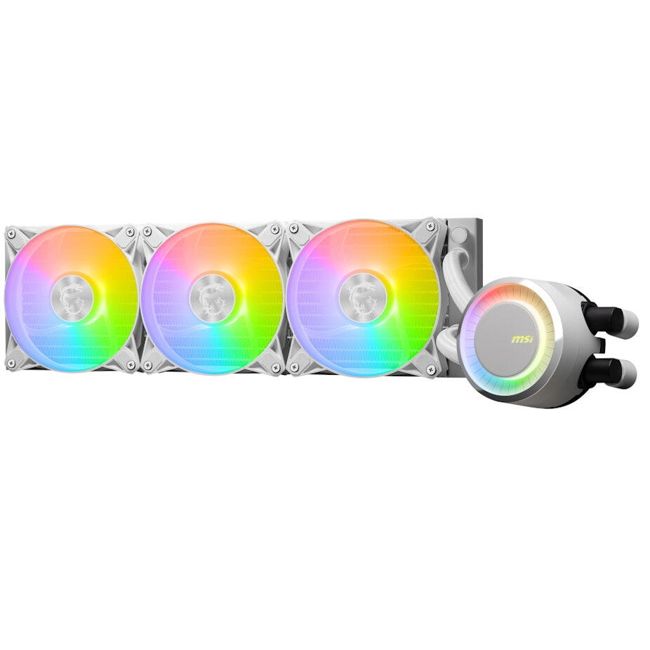 Cooler MSI MAG CORELIQUID E360 WHITE, Racire cu lichid, AIO 360mm, RGB, Intel/ AMD, Alb 2 Cooler MSI MAG CORELIQUID E360 WHITE, Racire cu lichid, AIO 360mm, RGB, Intel/ AMD, Alb - imagine 2