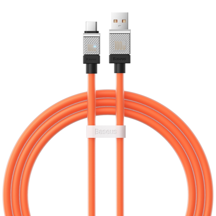 Cablu de date, Baseus, Zinc, USB la USB-C, 100 W, 480 Mbps, 1 m, Portocaliu