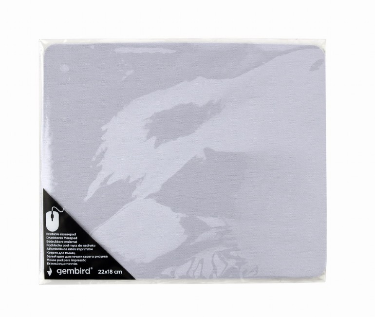Mousepad Gembird, cauciuc si material textil, 220 x 180 x 2 mm, printabil, Alb, MP-PRINT-S