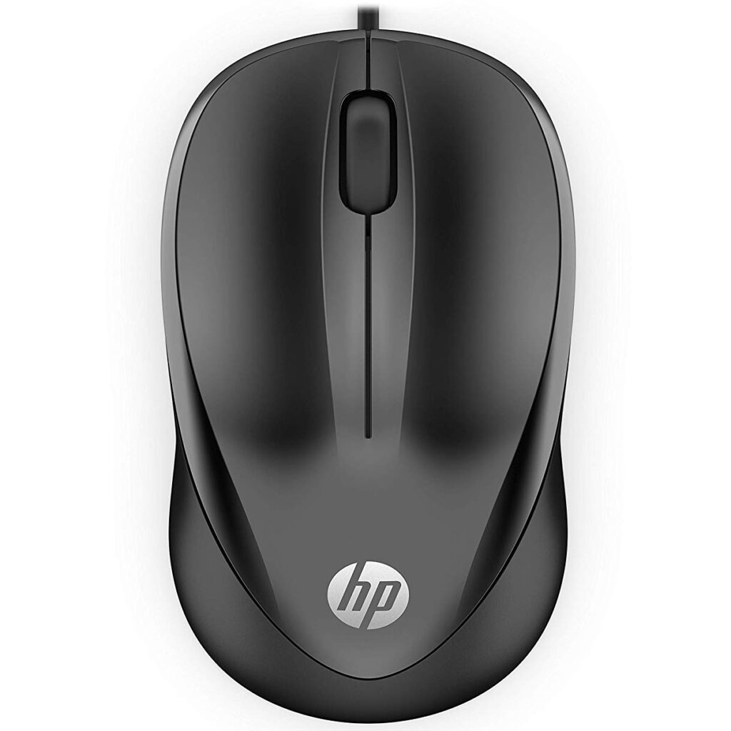 Mouse cu fir HP 1000, USB, ambidextru, 1200 DPI, 3 butoane, negru