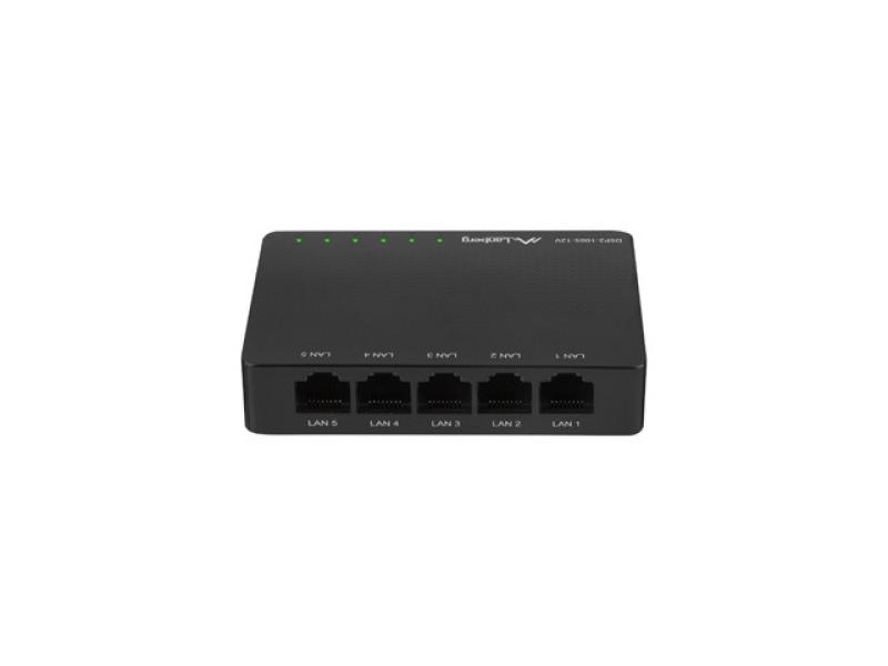 Switch Gigabit Lanberg 42416, cu 5 porturi Gigabit Ethernet RJ-45 10/100/1000 Mbps, 12V, racire pasiva, negru
