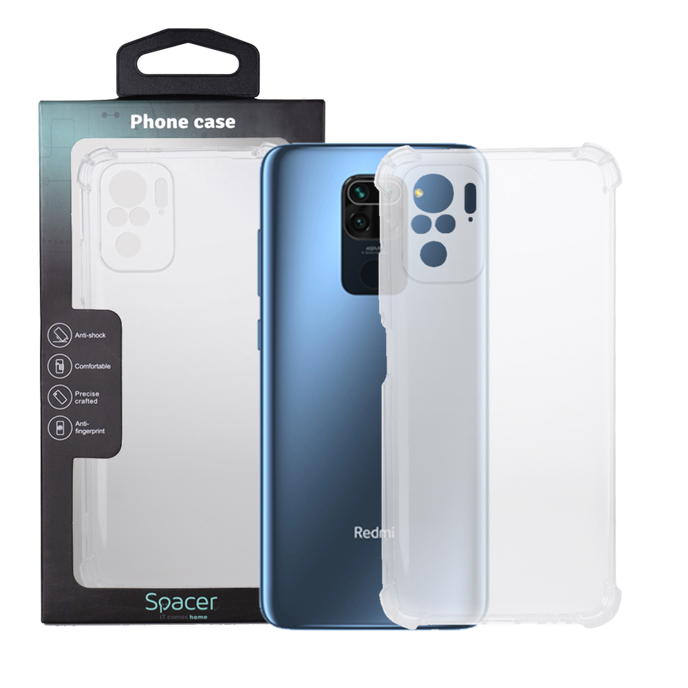 Husa de protectie Spacer pentru Xiaomi Redmi Note 10 S, material flexibil TPU, Transparenta