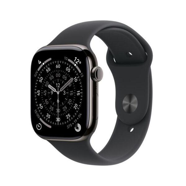 Apple Watch 11 GPS + Cellular, Carcasa Slate Titanium 42mm, Black Sport Band – S/M