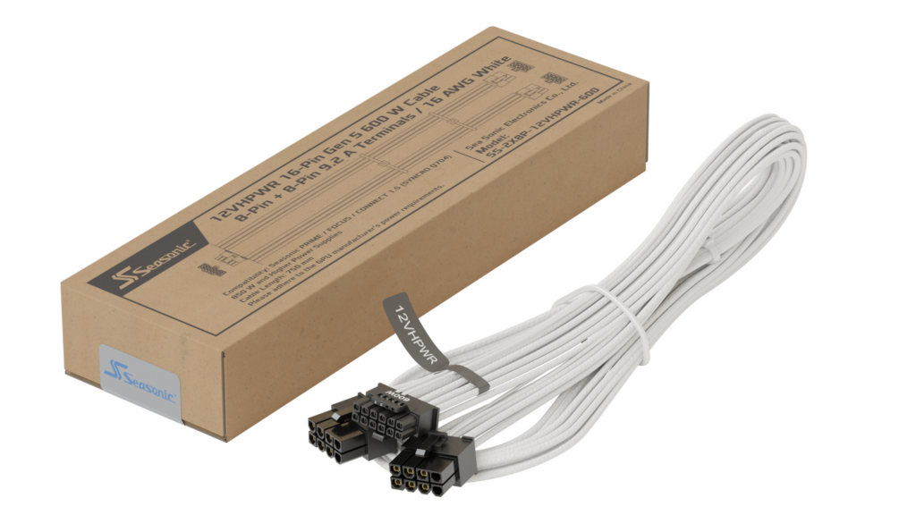 Cablu alimentare PCI-e Seasonic 12VHPWR, 2x 8 pini la 16pini, 750 mm, White